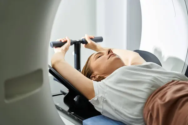 A patient undergoing an MRI scan in a hospital environment. — Stock Photo