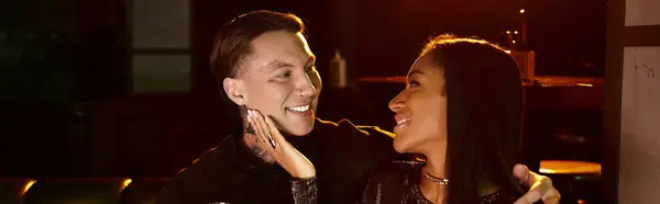 Tattooed young adults share laughter and connection during a special date night. — Stock Photo
