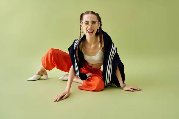 A young woman showcases her unique style while visibly struggling with anorexia. — Stock Photo