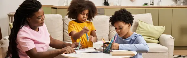 A loving family engages in creative activities, sharing smiles and laughter in a warm atmosphere. — Stock Photo