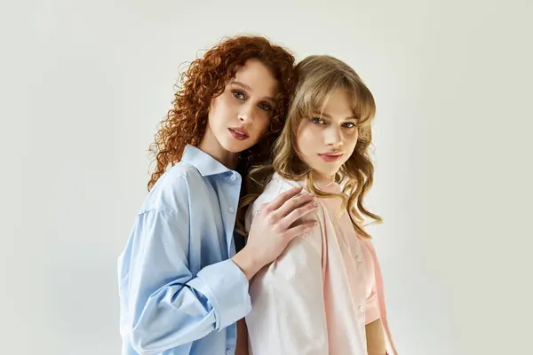 Two loving women share a tender moment with joy and connection, wrapped in each others presence. — Stock Photo