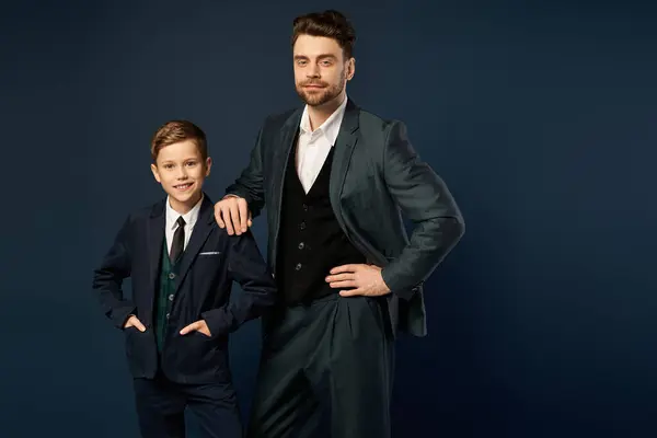 Joyful celebration of father day capturing togetherness and style between father and son. — Stock Photo