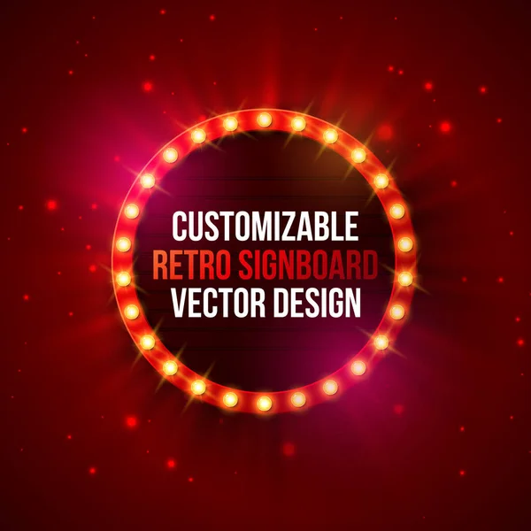 Vector Retro Billboard Lightbox Illustration Customizable Design Shiny Red Background — Archivo Imágenes Vectoriales