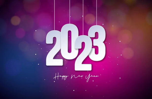 Parlak Arkaplan Numaralı Yeni Yıl 2023 Llüstrasyonunuz Kutlu Olsun Flyer — Stok Vektör