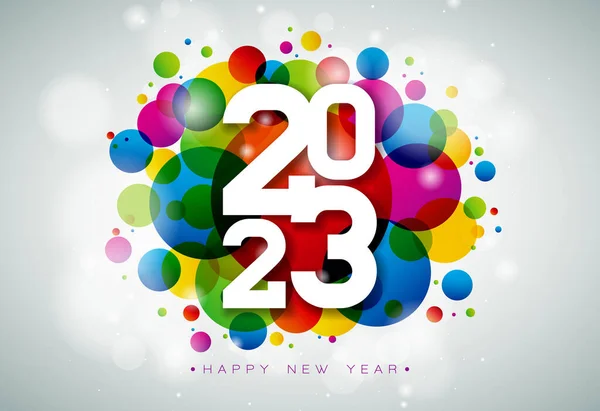 Happy New Year 2023 Illustration White Number Colorful Background Vector — Stock Vector