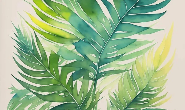 Aquarelle Nature Pattern Avec Feuille Verte Botanique Sur Fond Blanc — Image vectorielle