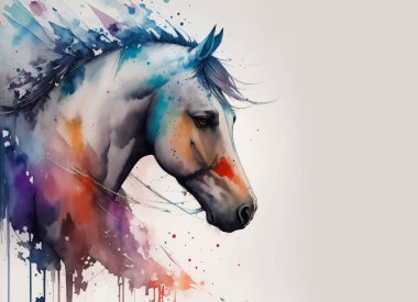 Beyaz Arkaplanda Güzel Köpek Kafalı Suluboya Hayvan Resimleri. Aquarel Boyalı Biçim Duvar Kağıdı Tasarımı Banner, Poster, Davetiye veya Kapak