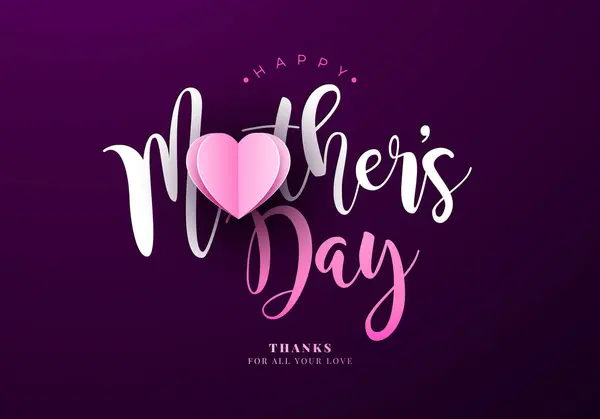 Happy Mothers Day Banner Briefkaart Met Pink Paper Hearts Typografie Stockvector