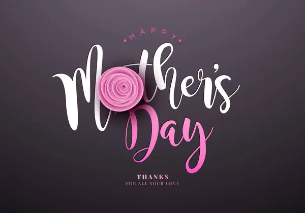 Szczęśliwego Dnia Matki Baner Lub Pocztówka Kwiat Róży Typografia Litery Wektory Stockowe bez tantiem