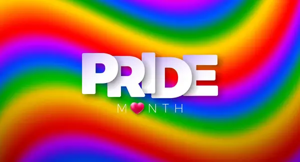 Lgbtq Pride Month Illustration White Paper Text Label Liquid Rainbow — Wektor stockowy