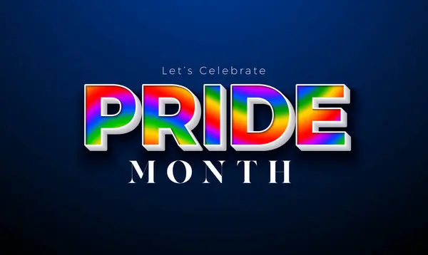 Lgbtq Pride Month Illustration Met Vloeibare Regenboog Achtergrond Text Label Rechtenvrije Stockvectors