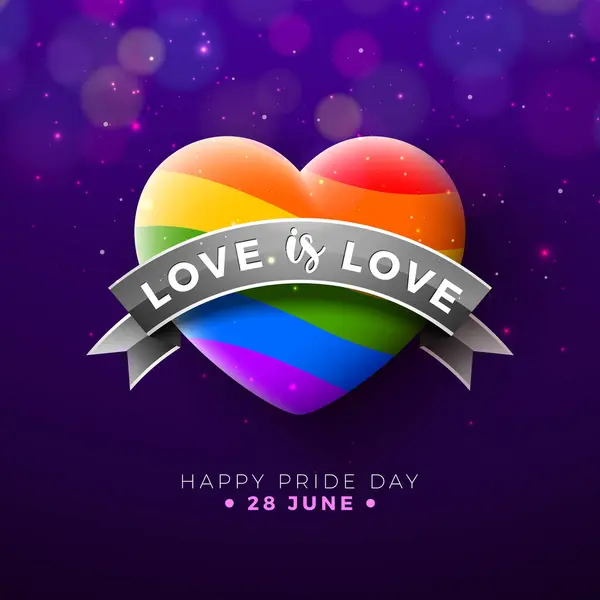 Happy Pride Day Lgbtq Illustratie Met Rainbow Heart Kleurrijke Party Stockvector
