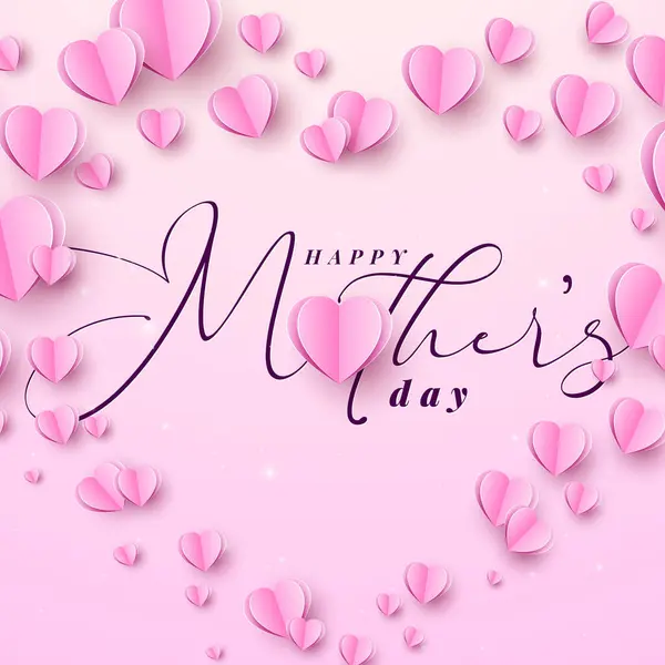 Happy Mothers Day Banner Design Ιπτάμενη Καρδιά Και Τυπογραφία Γράμματα Royalty Free Εικονογραφήσεις Αρχείου