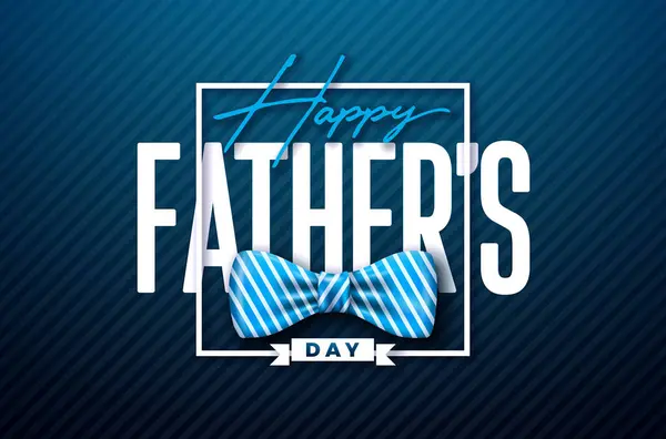 Happy Fathers Day Greeting Card Design Met Gestreepte Strik Typografie Vectorbeelden