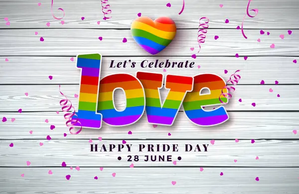 Happy Pride Day Lgbtq Ilustracja Tęczowym Sercem Kolorowe Wycięte Love Ilustracja Stockowa