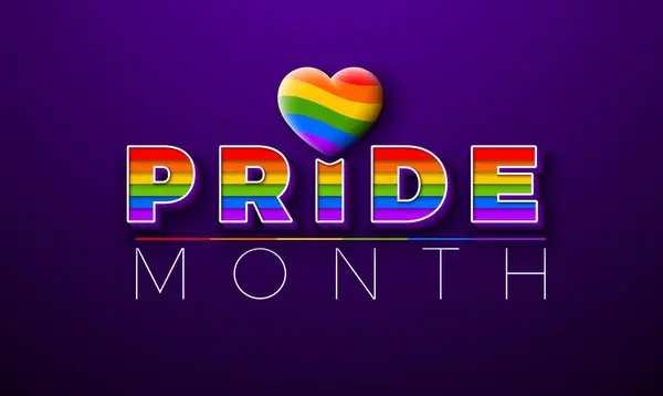 Lgbtq Pride Month Illustration Colorful Heart Rainbow Flag Tło Text Ilustracja Stockowa