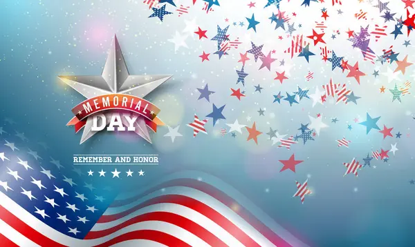 Memorial Day Usa Vector Illustration Template American Flag Falling Colorful — Stock Vector