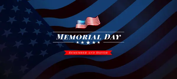Memorial Day Usa Vector Design Typography Lettering Darkened American Flag — Stock Vector
