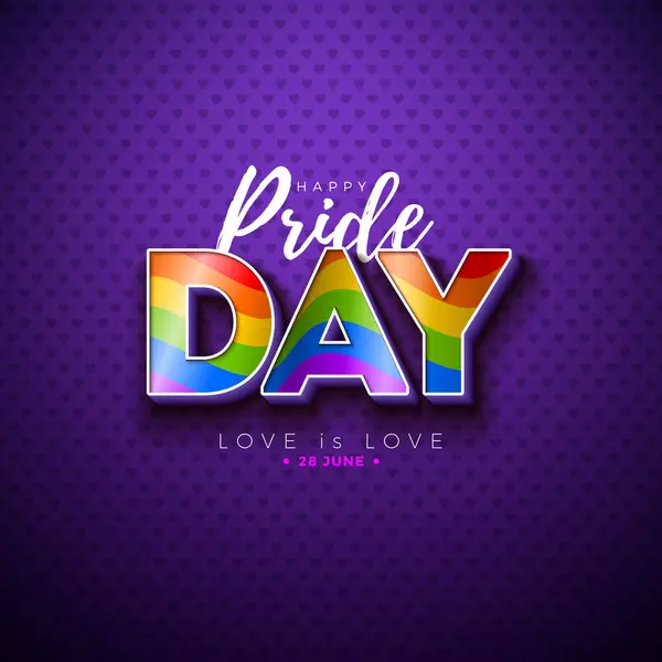 Happy Pride Day Lgbtq Райнбоу Фэллоном Фиолетовом Фоне Июня Love — стоковый вектор