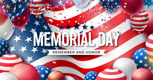 Memorial Day Usa Vector Design Template Party Balloon Και Falling Royalty Free Διανύσματα Αρχείου