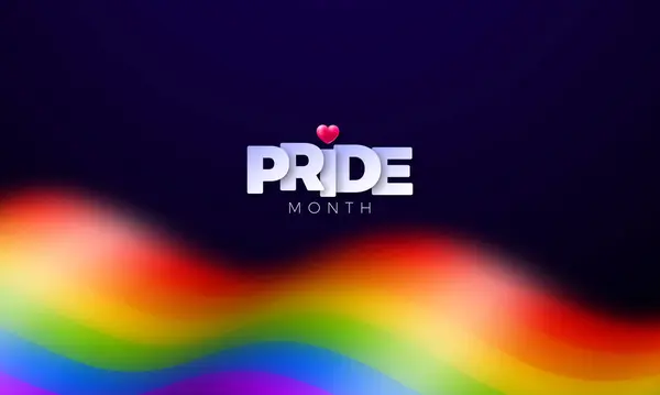 Happy Pride Month Lgbtq Illustratie Met Roze Hart Wazig Rainbow Stockvector