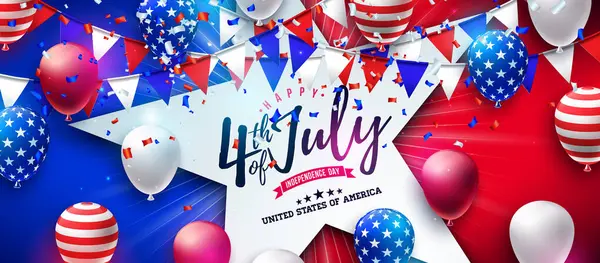 Julho Dia Independência Dos Eua Ilustração Vetorial Com Bandeira Americana Gráficos De Vetores