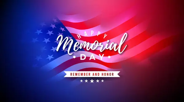 Memorial Day Usa Vector Design Template Typography Lettering American Flag Ilustraciones de stock libres de derechos