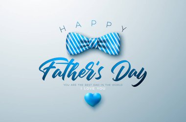 Çizgili papyonlu ve tipografi arkaplanlı Babalar Günü tebrik kartı tasarımınız kutlu olsun. Vector Babalar Günü En İyi Baba İllüstrasyonu. Banner, Flyer veya