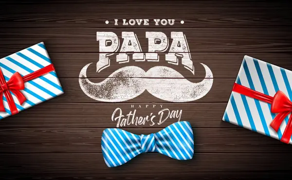 Happy Fathers Day Biglietto Auguri Design Con Fiocco Righe Cravatta Vettoriali Stock Royalty Free