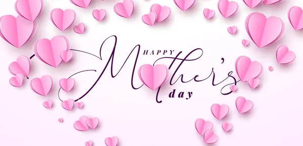 Happy Mothers Day Banner Design Ιπτάμενη Καρδιά Και Τυπογραφία Γράμματα Διανυσματικά Γραφικά