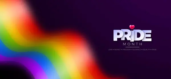 Happy Pride Month Lgbtq Εικονογράφηση Ροζ Καρδιά Και Θολή Σημαία Διανυσματικά Γραφικά