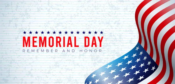Memorial Day Usa Banner Illustration Met Amerikaanse Vlag Typografie Lettering Rechtenvrije Stockvectors