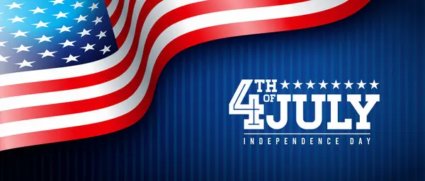 Juli Onafhankelijkheidsdag Van Usa Vector Illustratie Met Amerikaanse Vlag Tekst Stockillustratie
