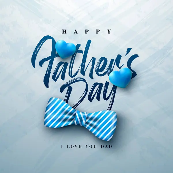 Happy Fathers Day Greeting Card Design Pruhovanou Motýlkem Modrým Srdcem Royalty Free Stock Vektory