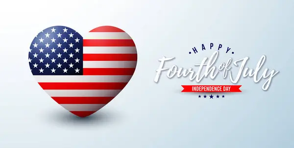 Július Függetlenség Napja Usa Vector Illusztráció Amerikai Zászló Heart Negyedik Jogdíjmentes Stock Illusztrációk