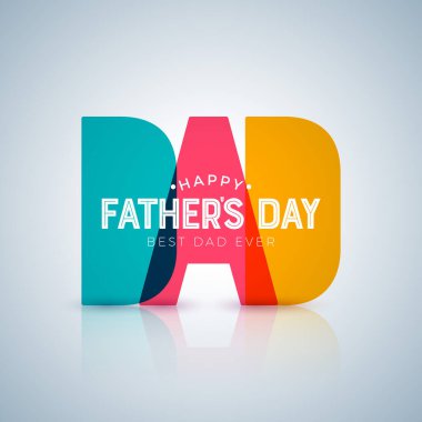 Beyaz Arkaplanda Renkli Baba Mesaj Etiketi ile Babalar Günü Tebrik Kartı Tasarımı. En İyi Baba için Typography Harfleri ile Vektör Kutlama İllüstrasyonu. Banner için Babalar Günü Şablonu