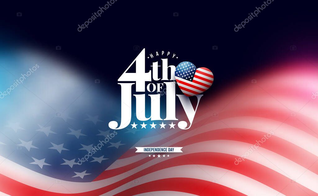 4th of July Independence Day of the USA Illustration with Typography Lettering on Vintage American Flag Background. Vector Fourth of July National Celebration Design for Banner, Greeting Card