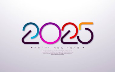 Beyaz Arkaplanda Renkli Tipografi Mektubu ile Yeni Yıl 2025 İllüzyonunuz kutlu olsun. Flyer, Banner, Tebrik Kartı, Kutlama Posteri, Parti Davetiyesi, Takvim ve Sosyal Güvenlik için Tatil Tasarımı
