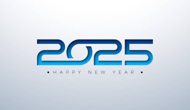 Beyaz Arkaplanda Mavi Sayılı Tipografi Mektubu ile Yeni Yıl 2025 İllüzyonunuz kutlu olsun. Uçan, Bayrak, Kutlama Kartı, Kutlama Posteri, Parti Davetiyesi, Takvim