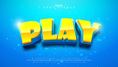 3B Metin Efekti Tasarım Düzenleme ve Ölçeklenebilir Vektör Biçim Efekti ile Parlak Arkaplan Üzerine Gölge ile Sarı ve Mavi Tipografi Harflerini Çal. Tebrik kartı için Premium Resim Şablonu