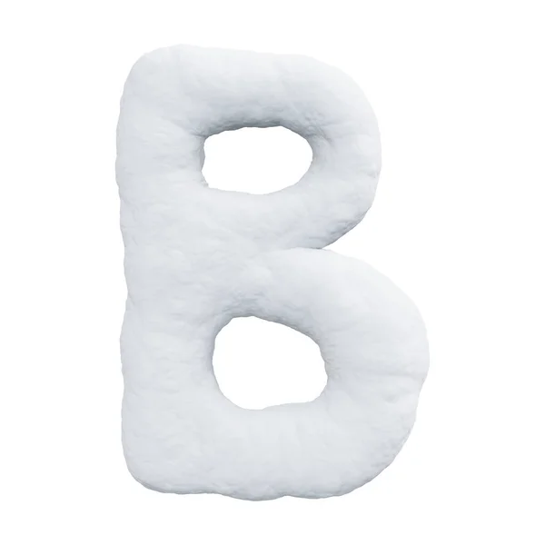 雪で作られた手紙B 白い背景の冬のフォント 現実的な3Dレンダリング — ストック写真