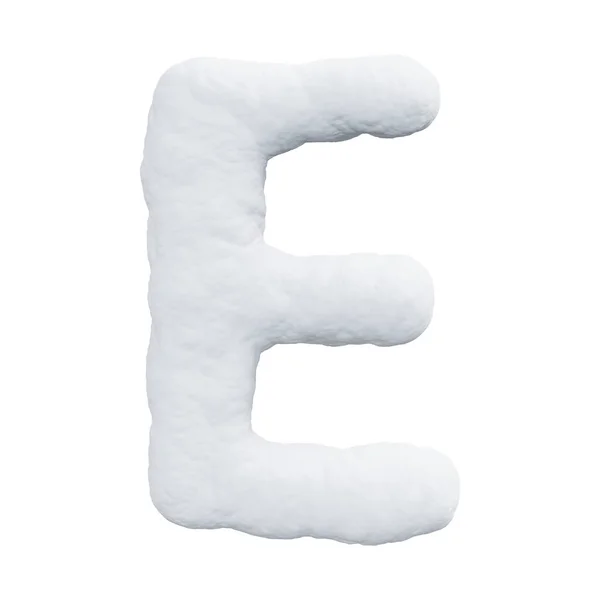 雪で作られた手紙E 白い背景の冬のフォント 現実的な3Dレンダリング — ストック写真
