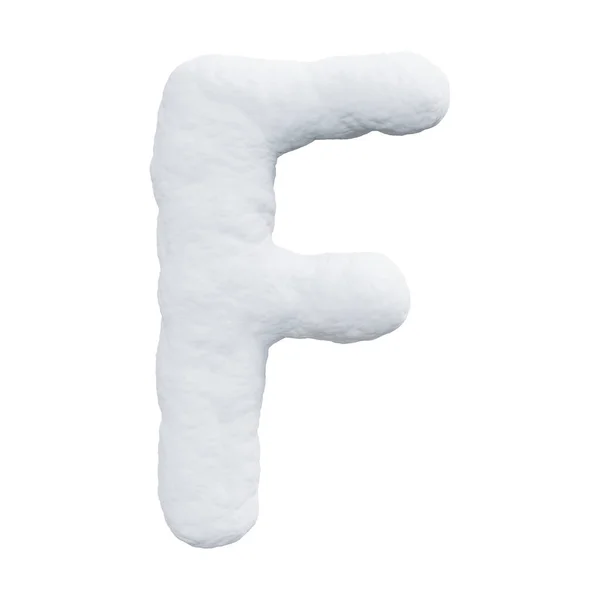 雪で作られた手紙F 白い背景の冬のフォント 現実的な3Dレンダリング — ストック写真