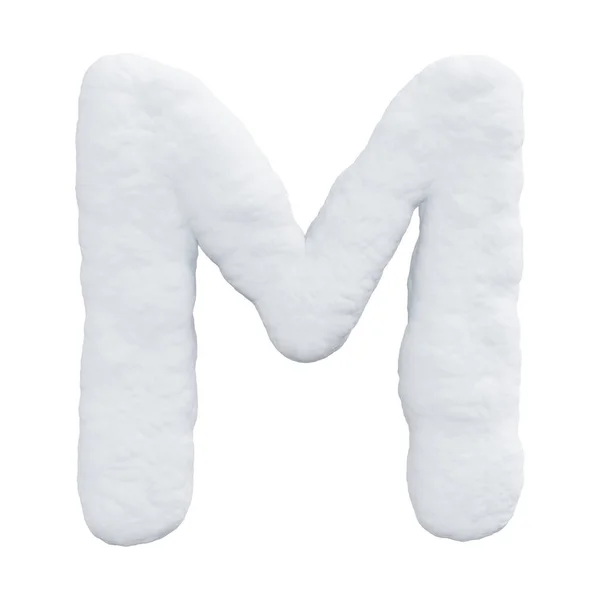 雪で作られた手紙M 白い背景の冬のフォント 現実的な3Dレンダリング — ストック写真