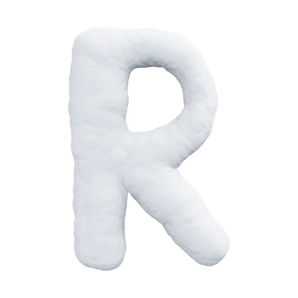 雪で作られた手紙R 白い背景の冬のフォント 現実的な3Dレンダリング — ストック写真