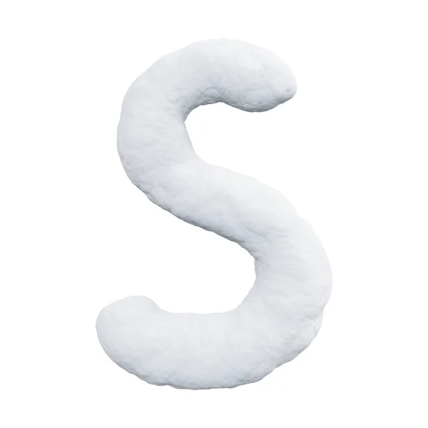 雪で作られた手紙S 白い背景の冬のフォント 現実的な3Dレンダリング — ストック写真