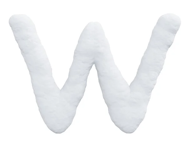 手紙W雪で作られた 白い背景の冬のフォント 現実的な3Dレンダリング — ストック写真