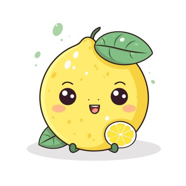 Kawaii tarzında yapraklı limon.