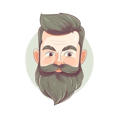 Kawaii tarzında sakallı bir adam. vektör illüstrasyonu.