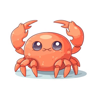 Kawaii tarzında şirin bir yengeç. vektör illüstrasyonu.